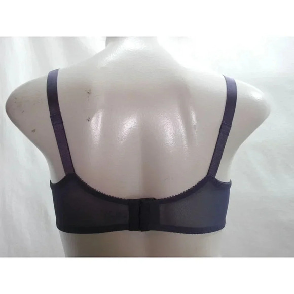 36D Hanes Her Way G274 Satin & Semi Sheer Lace Divided Cup Underwire Bra Gray  E - Picture 5 of 5